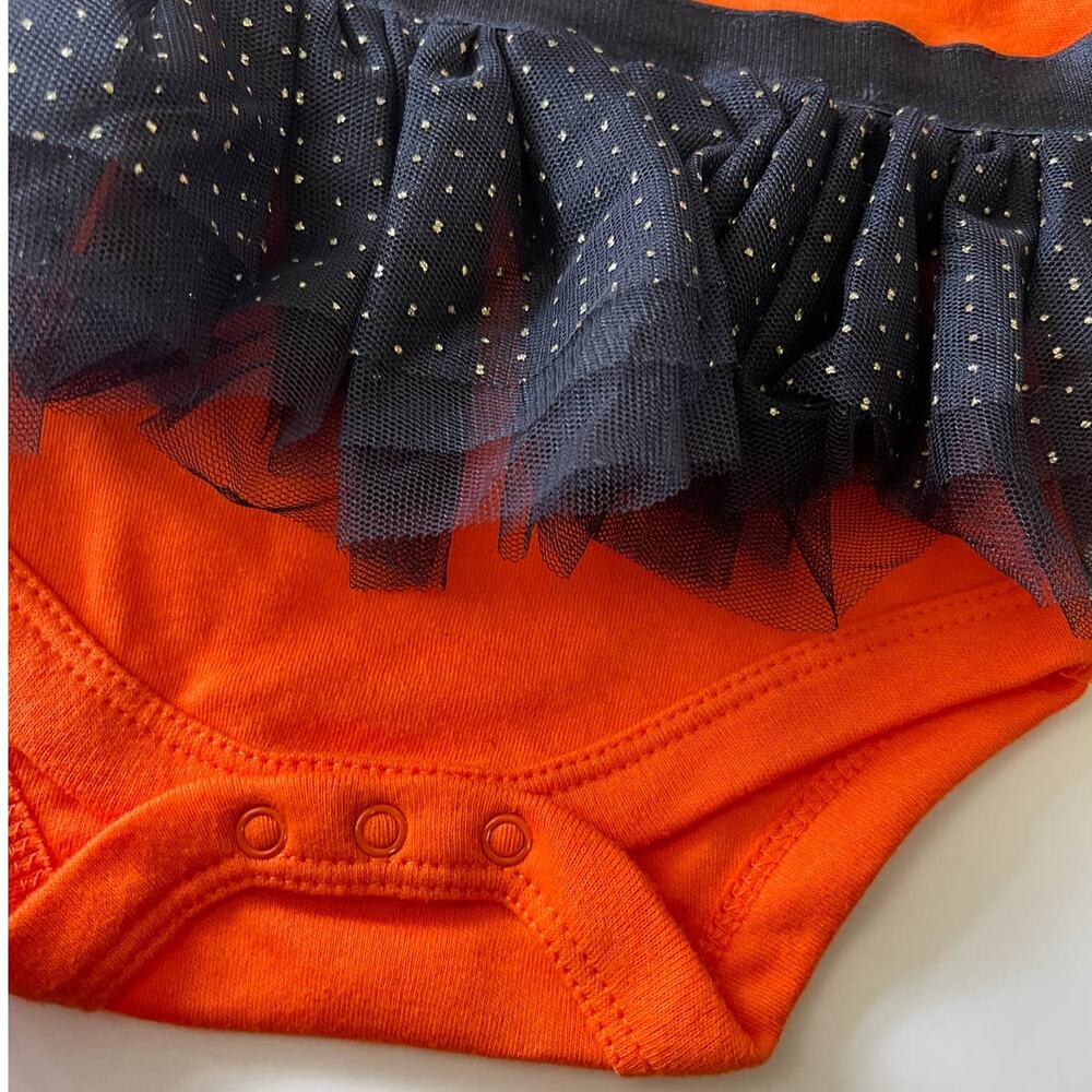 Way To Celebrate Halloween Pumpkin Bodysuit Costume 2 Piece Set 3-6 Months NEW - Picture 4 of 10